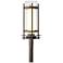 Banded Coastal Bronze Outdoor Post Light With Opal & Seeded Glass