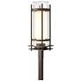 Banded Coastal Bronze Outdoor Post Light With Opal &#38; Seeded Glass