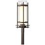 Banded Coastal Bronze Outdoor Post Light With Opal & Seeded Glass