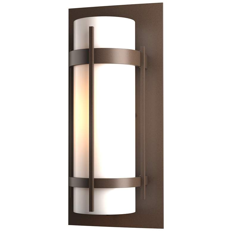 Image 1 Banded Coastal Bronze Outdoor Sconce With Opal Glass