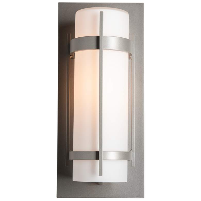 Image 1 Banded Coastal Burnished Steel Outdoor Sconce With Opal Glass