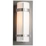 Banded Coastal Burnished Steel Outdoor Sconce With Opal Glass