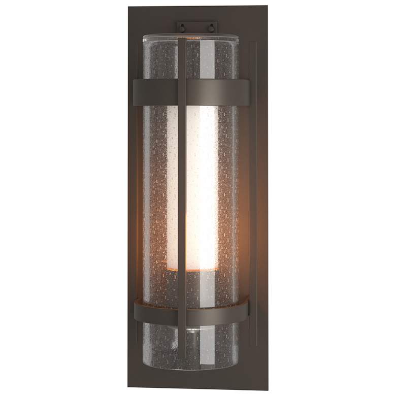 Image 1 Banded Coastal Dark Smoke Large Outdoor Sconce With Opal & Seeded Glass