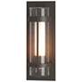 Banded Coastal Dark Smoke Large Outdoor Sconce With Opal &#38; Seeded Glass