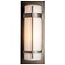 Banded Coastal Dark Smoke Large Outdoor Sconce With Opal Glass