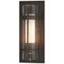 Banded Coastal Dark Smoke Small Outdoor Sconce With Opal & Seeded Glass