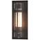 Banded Coastal Dark Smoke Small Outdoor Sconce With Opal & Seeded Glass
