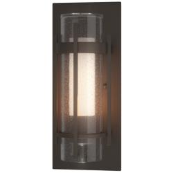 Banded Coastal Dark Smoke Small Outdoor Sconce With Opal &#38; Seeded Glass
