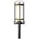 Banded Coastal Natural Iron Outdoor Post Light With Opal & Seeded Glass