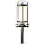 Banded Coastal Rubbed Bronze Outdoor Post Light With Opal &#38; Seeded Glas