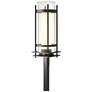 Banded Coastal Rubbed Bronze Outdoor Post Light With Opal & Seeded Glas