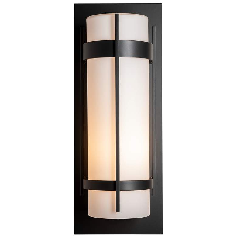 Image 1 Banded Extra Large Outdoor Sconce - Black Finish - Opal Glass