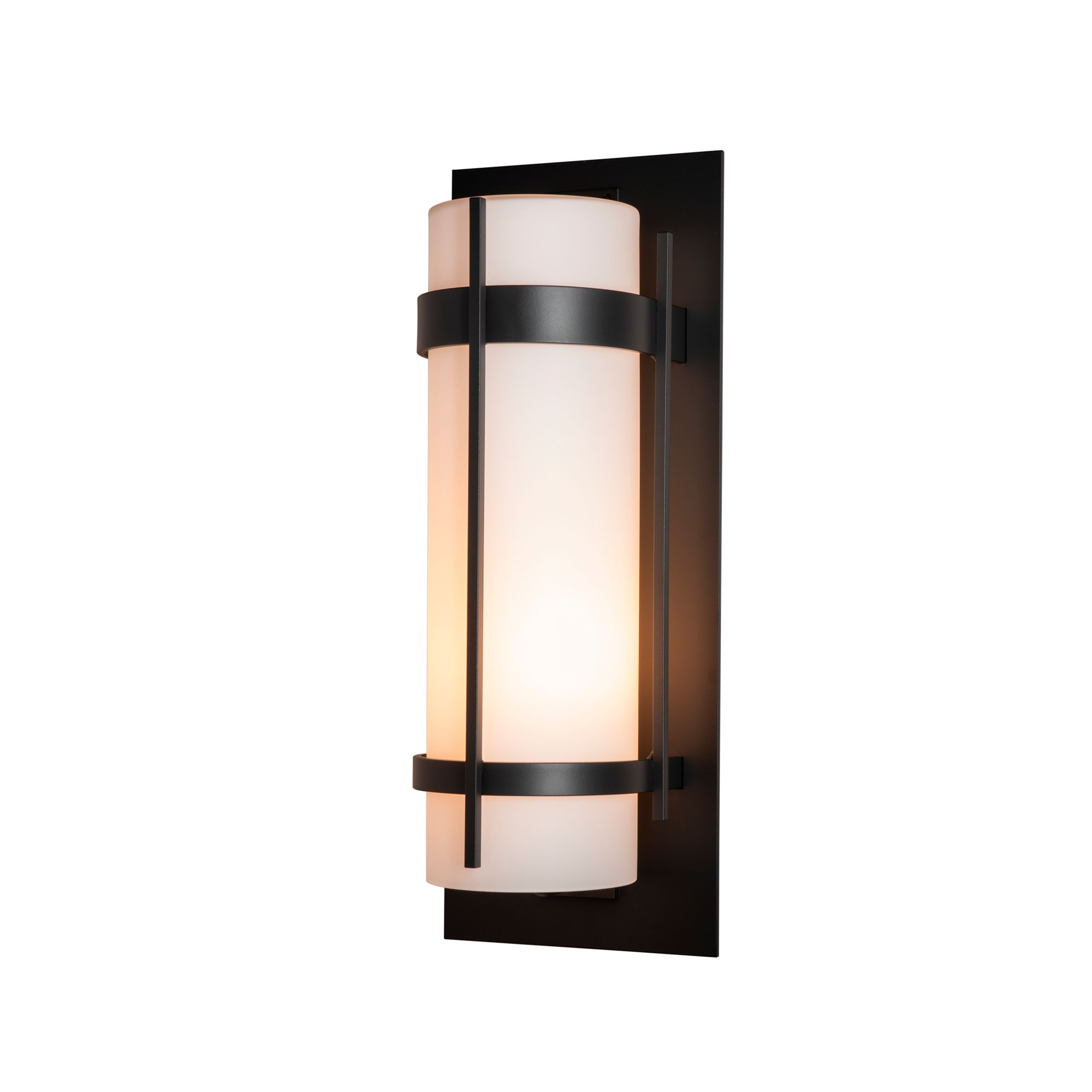 Image 2 Banded Extra Large Outdoor Sconce - Black Finish - Opal Glass more views