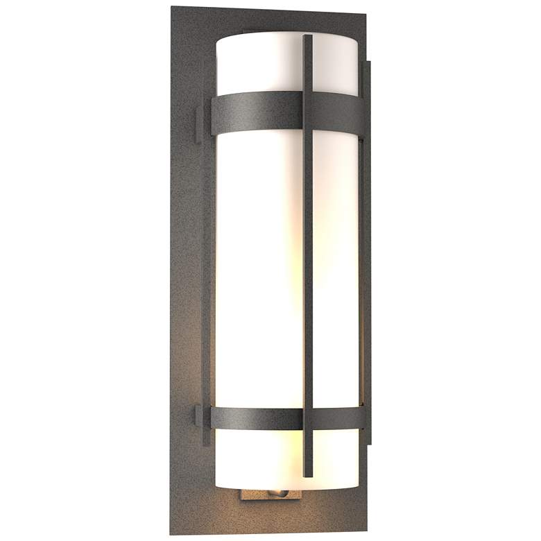 Image 1 Banded Extra Large Outdoor Sconce - Iron Finish - Opal Glass
