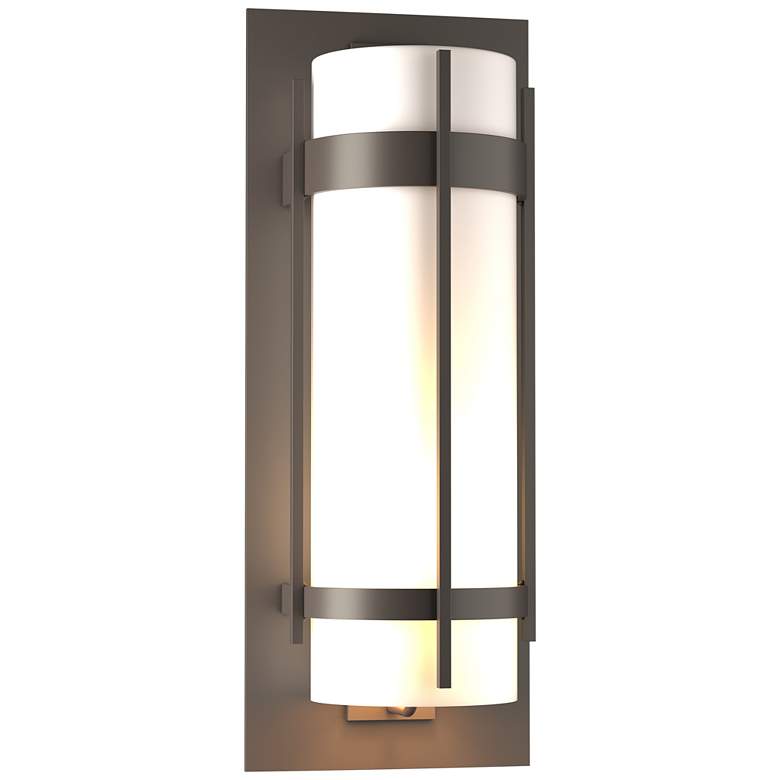 Image 1 Banded Extra Large Outdoor Sconce - Smoke Finish - Opal Glass