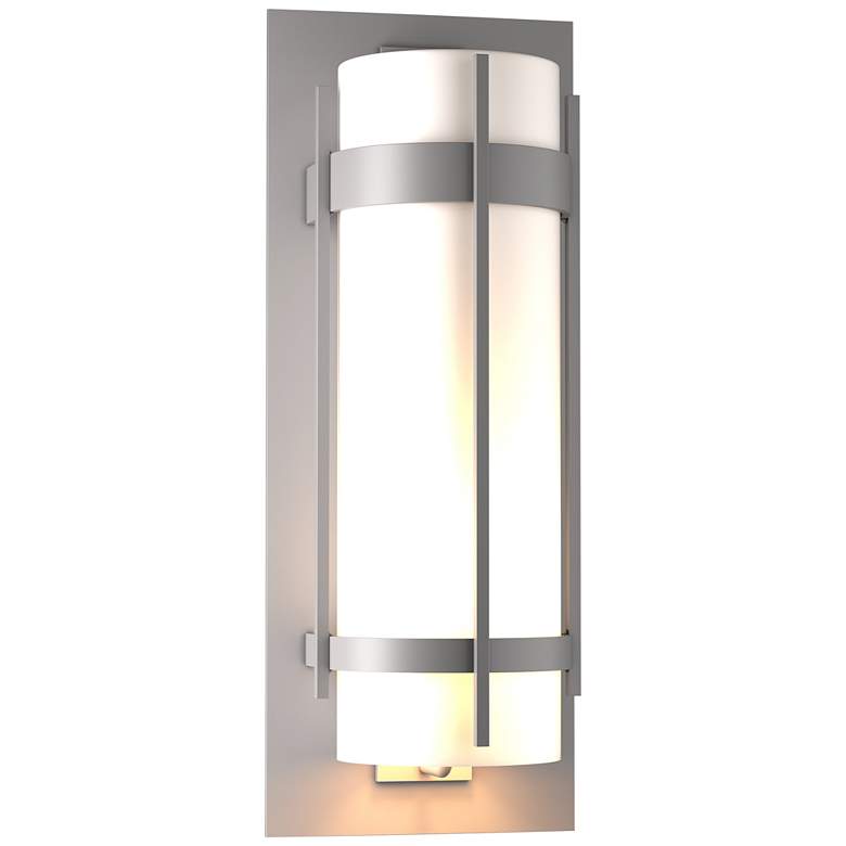 Image 1 Banded Extra Large Outdoor Sconce - Steel Finish - Opal Glass