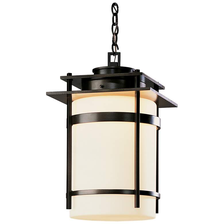 Image 1 Banded Large Outdoor Fixture - Black Finish - Opal Glass