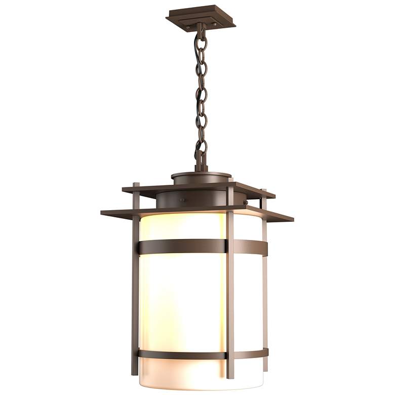 Image 1 Banded Large Outdoor Fixture - Bronze Finish - Opal Glass