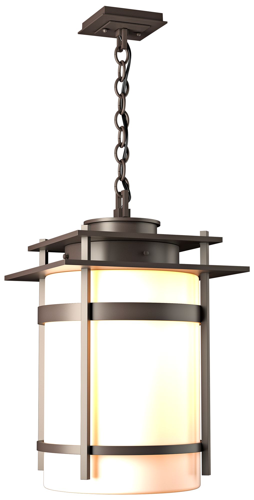 Banded Large Outdoor Fixture Coastal Dark Smoke Finish Opal Glass