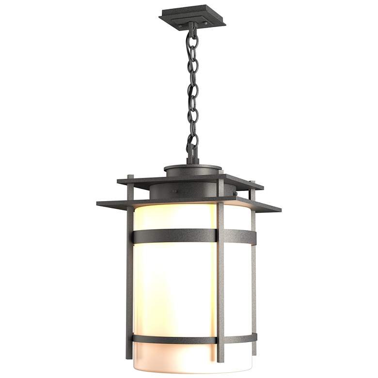 Image 1 Banded Large Outdoor Fixture - Natural Iron Finish - Opal Glass