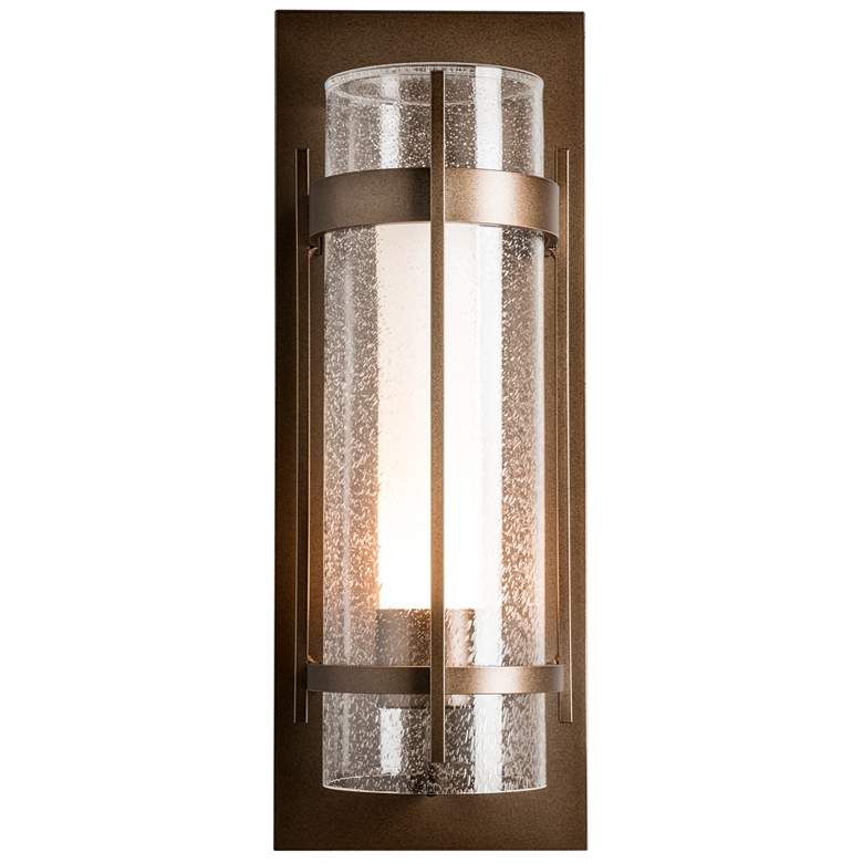 Image 1 Banded Large Outdoor Sconce - Bronze Finish - Opal and Seeded Glass