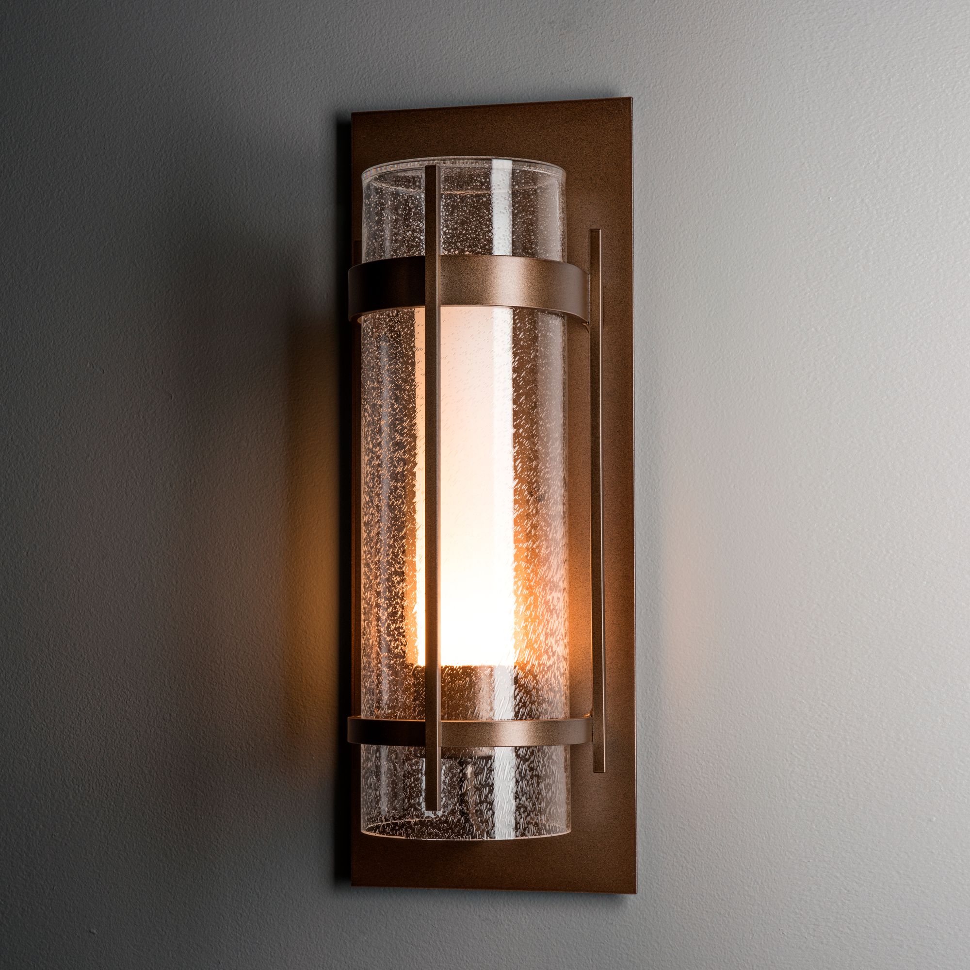 Image 3 Banded Large Outdoor Sconce - Bronze Finish - Opal and Seeded Glass more views