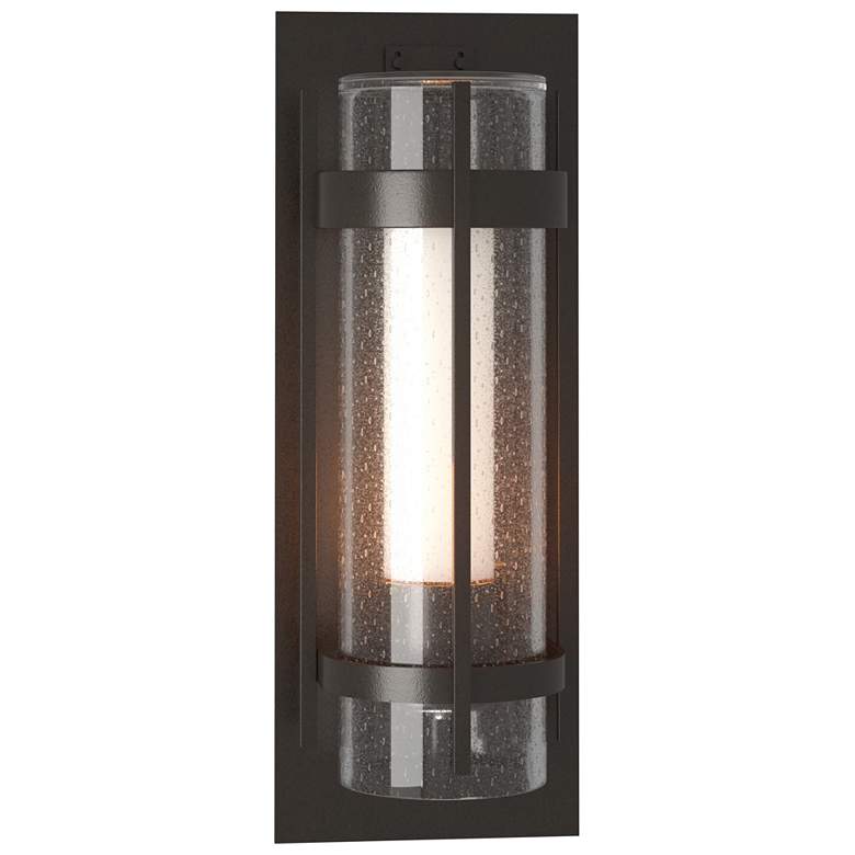 Image 1 Banded Large Outdoor Sconce - Bronze Finish - Opal and Seeded Glass