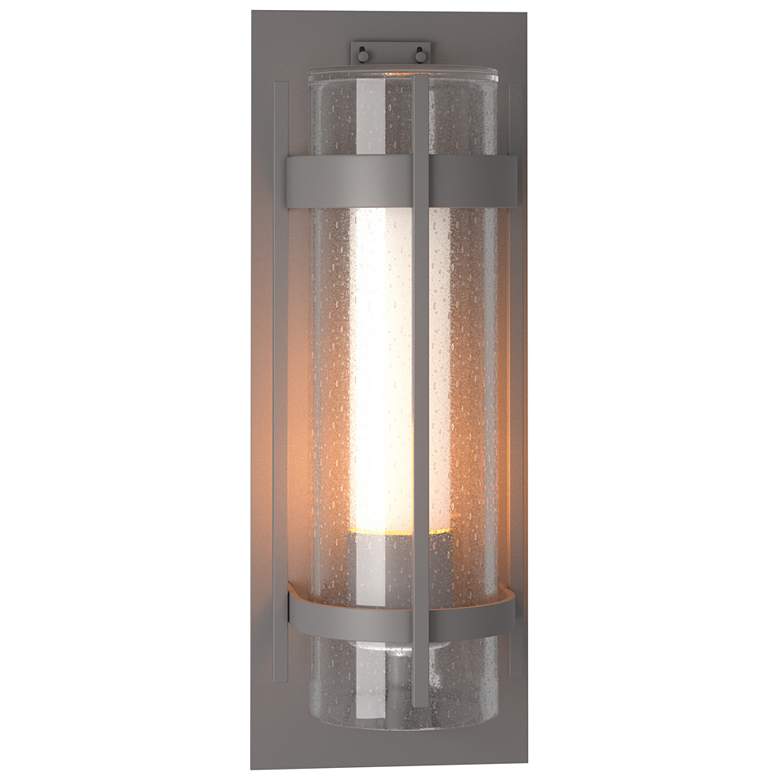 Image 1 Banded Large Outdoor Sconce - Steel Finish - Opal and Seeded Glass