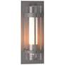 Banded Large Outdoor Sconce - Steel Finish - Opal and Seeded Glass