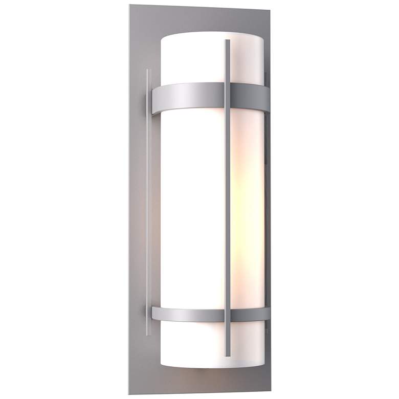 Image 1 Banded Large Outdoor Sconce - Steel Finish - Opal Glass