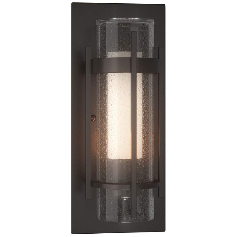 Image 1 Banded Oil Rubbed Bronze Small Outdoor Sconce With Opal & Seeded Glass
