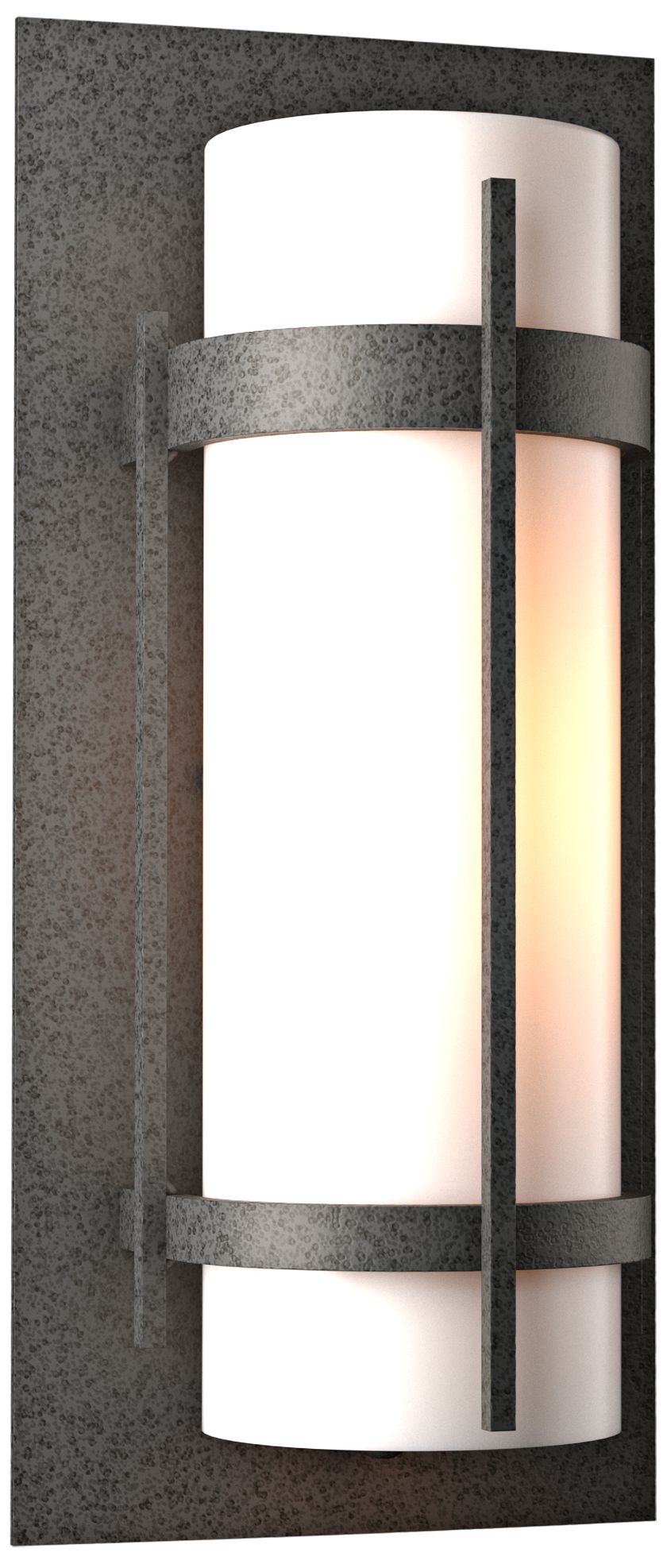 Banded Outdoor Sconce Coastal Natural Iron Finish Opal Glass