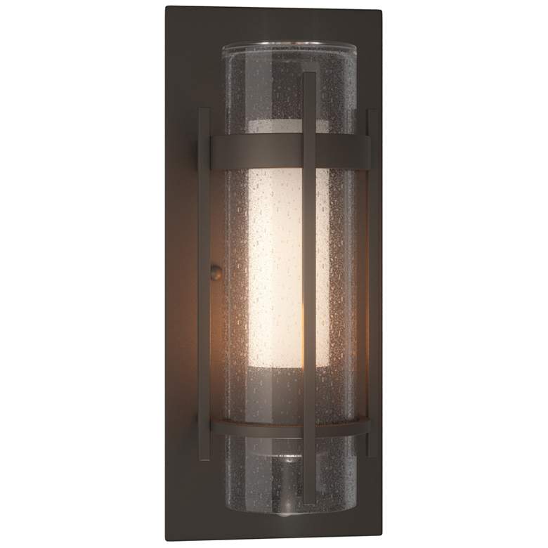 Image 1 Banded Outdoor Sconce - Smoke Finish - Opal and Seeded Glass