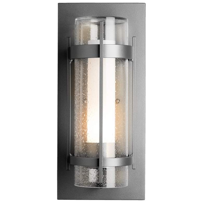 Image 1 Banded Outdoor Sconce - Steel Finish - Opal and Seeded Glass