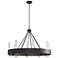 Banded Ring 32" Wide Black Chandelier With Clear Glass Shade