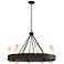 Banded Ring 32" Wide Black Chandelier With Frosted Glass Shade