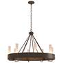 Banded Ring 32" Wide Bronze Chandelier With Frosted Glass Shade