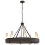 Banded Ring 32" Wide Natural Iron Chandelier With Frosted Glass Shade