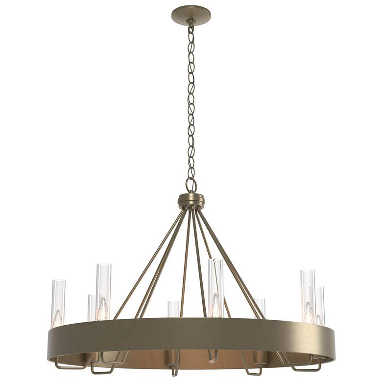 Image 1 Banded Ring 32" Wide Soft Gold Chandelier With Clear Glass Shade