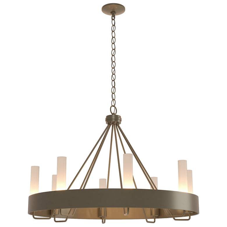 Image 1 Banded Ring 32" Wide Soft Gold Chandelier With Frosted Glass Shade
