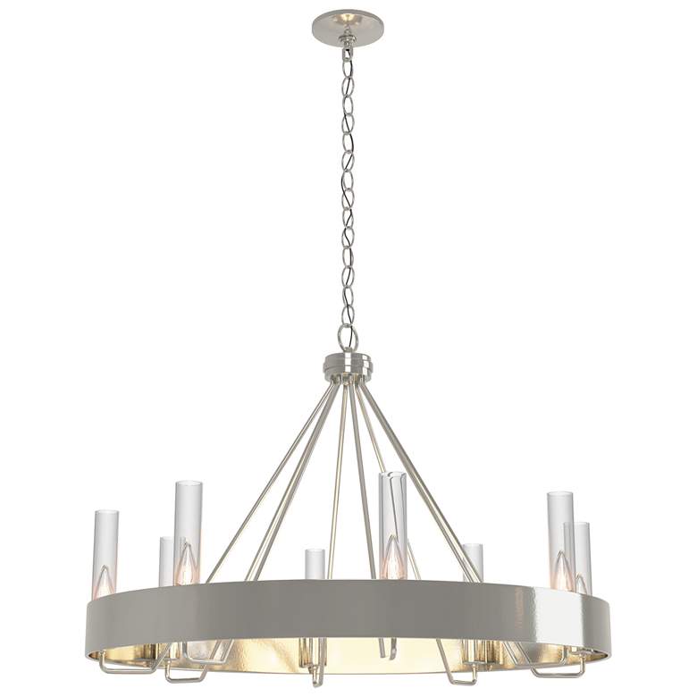 Image 1 Banded Ring 32" Wide Sterling Chandelier With Clear Glass Shade