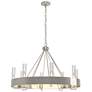 Banded Ring 32" Wide Sterling Chandelier With Clear Glass Shade