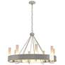 Banded Ring 32" Wide Sterling Chandelier With Frosted Glass Shade