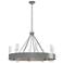 Banded Ring 32" Wide Vintage Platinum Chandelier With Clear Glass Shad