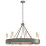 Banded Ring 32" Wide Vintage Platinum Chandelier With Frosted Glass Sh