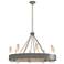 Banded Ring 32" Wide Vintage Platinum Chandelier With Frosted Glass Sh