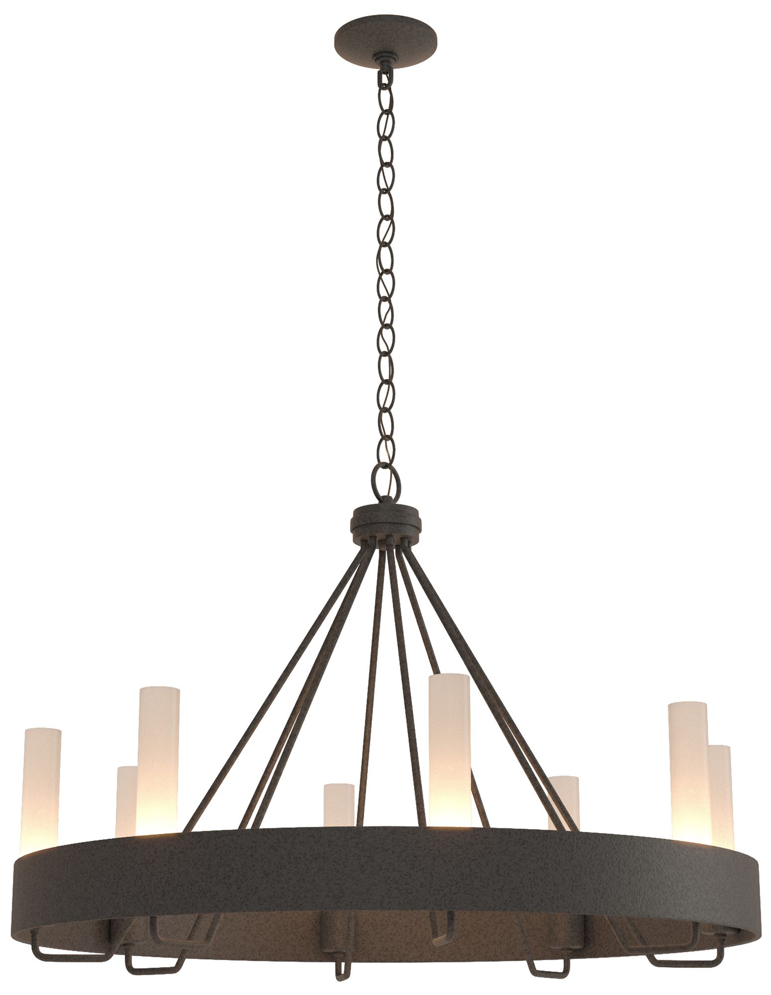 Banded Ring 32"W Natural Iron Chandelier With Frosted Glass Made to Order
