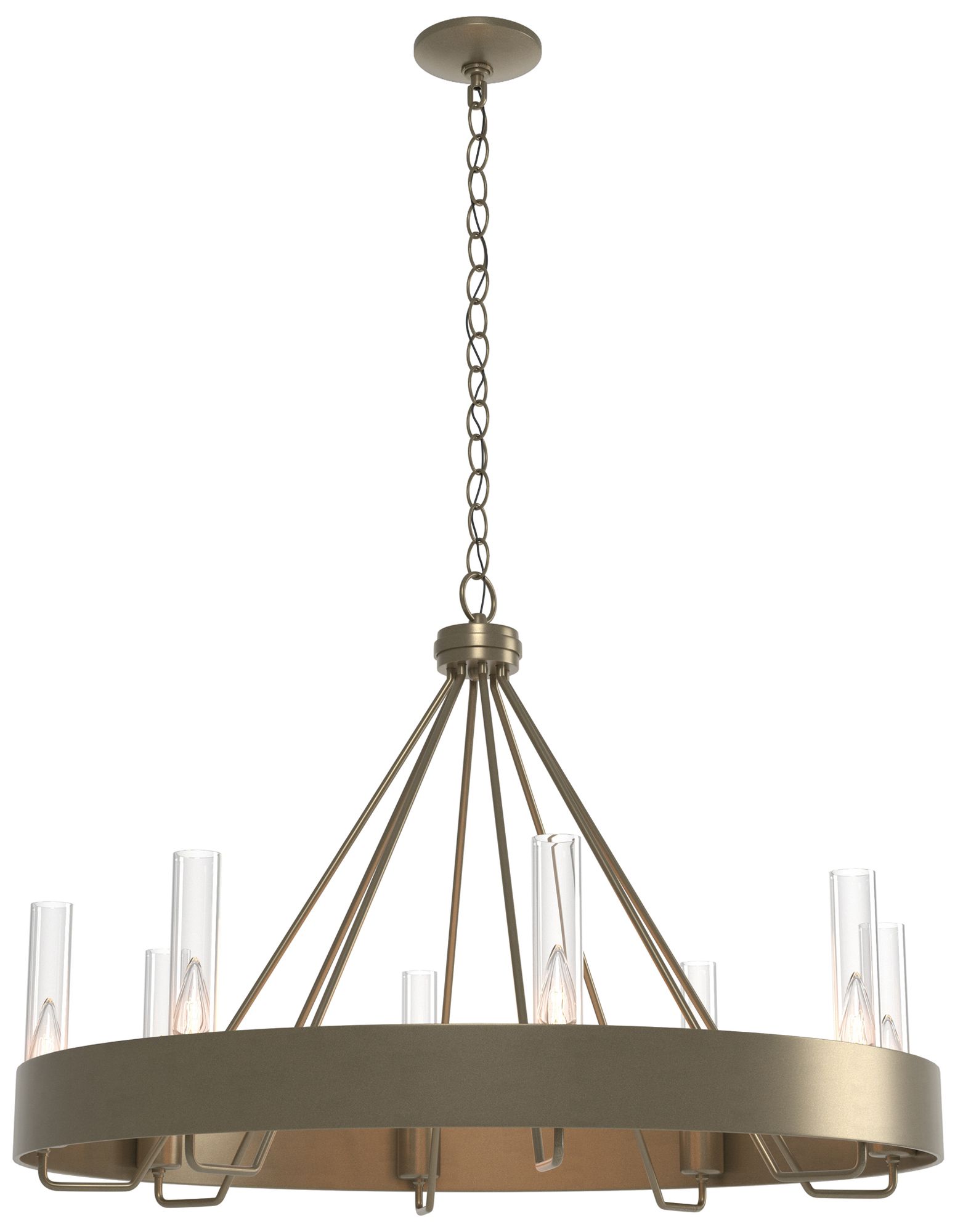 Banded Ring 32"W Soft Gold Chandelier With Clear Glass Shade Made to Order