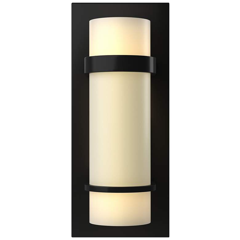 Image 1 Banded Sconce - Black Finish - Opal Glass