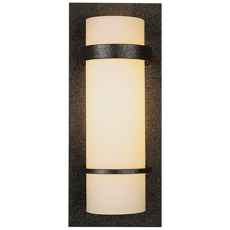 Image 1 Banded Sconce - Natural Iron Finish - Opal Glass